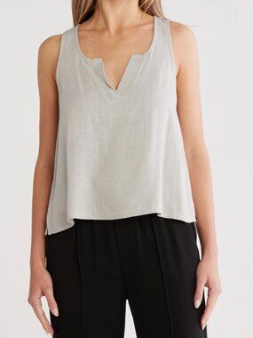 NWT Splendid Lara Split Neck Tank Linen Blend (Natural, XS)